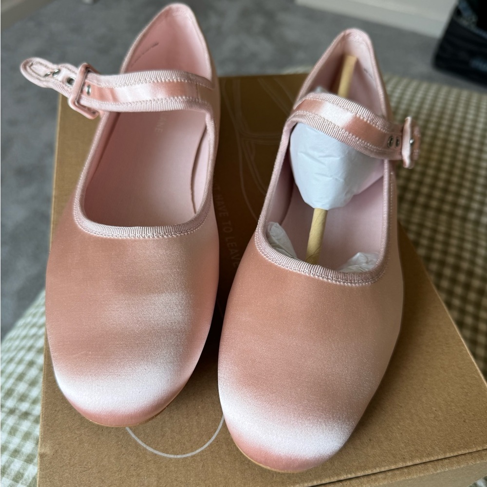 Everlane Pink Satin Mary Jane Shoes